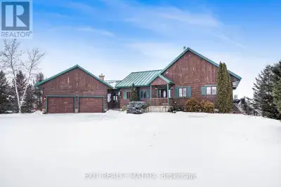 A rare opportunity to own a custom waterfront log home on the Ottawa River in Lefaivre, offering tim...