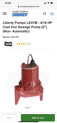 liberty sewage ejector water pump