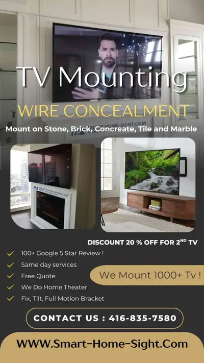 TV Mounting -----------Wire Concealment--------------- -----------We Mount 1000+ Tv !--------------...