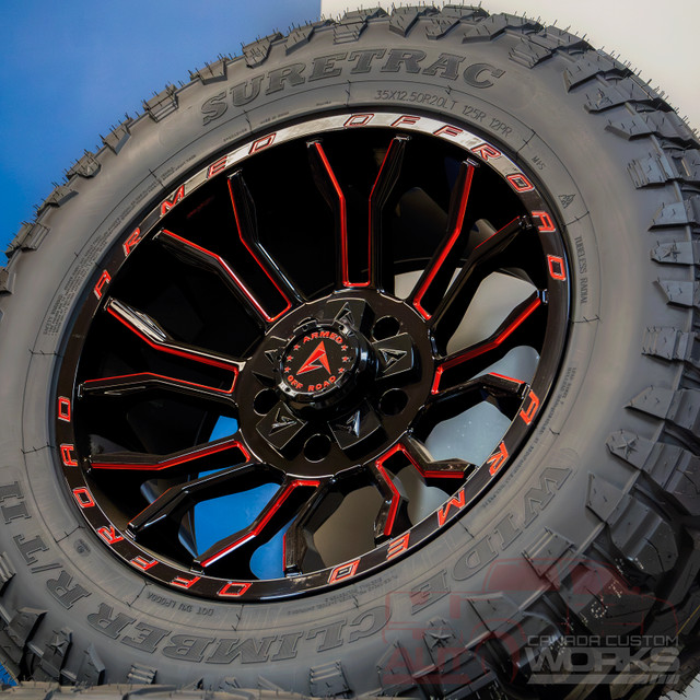 Armed HAVOC 20" Gloss Black & RED MILLED rims - ONLY $1390/SET in Tires & Rims in Regina - Image 2