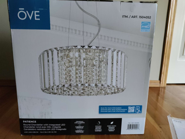 OVE Decors Patience LED Chandelier in Chrome with Crystal Accent in Electrical in Calgary