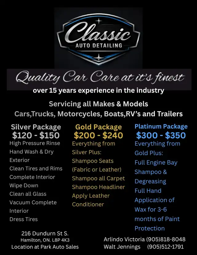 CLASSIC AUTO DETAILING - 216 DUNDURN ST S, HAMILTON