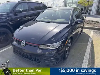 This striking 2022 Volkswagen Golf GTI Hatchback, in a sleek black finish, is a certified pre-owned...