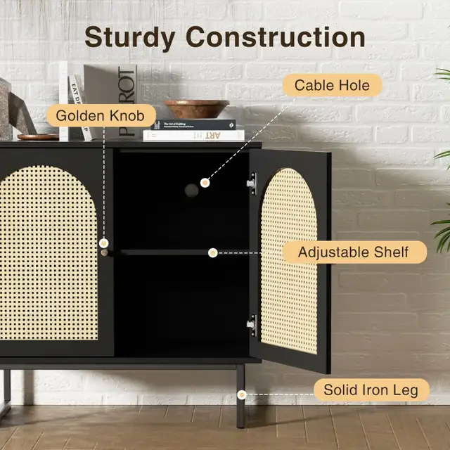 *BNIB!* Sideboard Buffet Cabinet with Rattan Doors... LOT# 41 in Other in Oshawa / Durham Region - Image 5