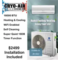 18000 BTU Climatiseur Mural / Mini Split Air & Heat pump