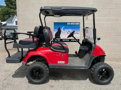 CHECK OUT THE SWEEET RED BODY!! ✔Electric golf cart ✔NEW 6" A-Arm lift kit ✔NEW custom rims and tire...