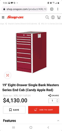 SNAP-ON Eight-Drawer Single Bank Masters Series End Cab  
