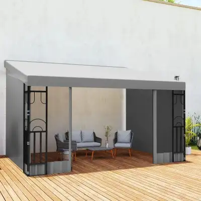 Outsunny 10′ x 13′ Wall Pergola Gazebo with 2 Curtains... ID# 34, View more