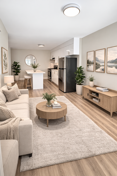 Photos are virtually staged. Brand-New, Never lived 2-Bedroom + Den Apartment • 5-Min Walk to Georgi...