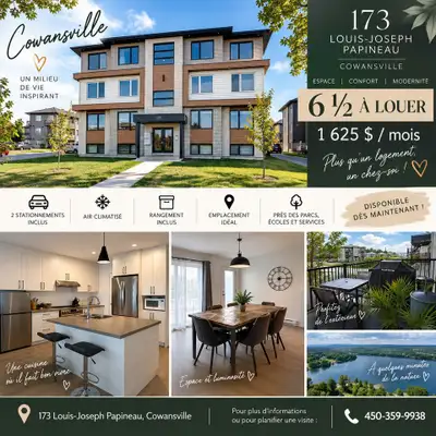 Grand appartement 4 chambres PROMOTION : Loyer 1625$/mois avec rabais de 125$ pour 1 an! LIBRE DÈS M...