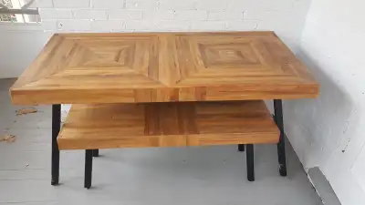 Rustic teak dining table and bench, View more