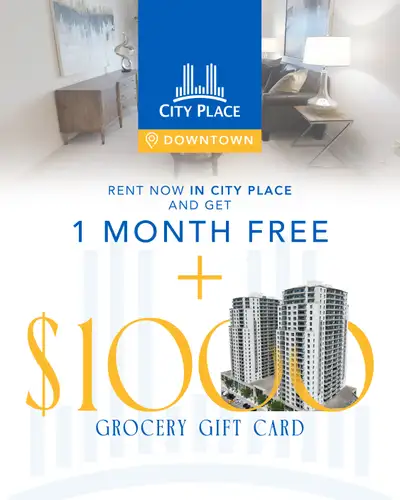 All Apartments get the First Month Free on a 13 month lease PLUS a $1000 Grocery Gift Card Concierge...