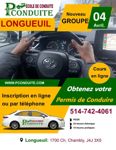 COURS DE CONDUITE A LONGUEUIL, View more
