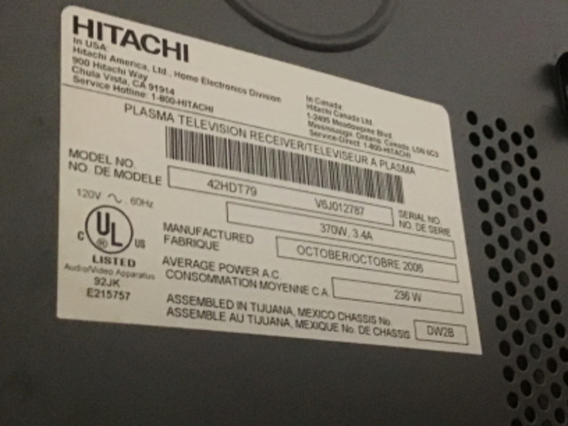 Hitachi plasma tv in TVs in Fredericton - Image 2