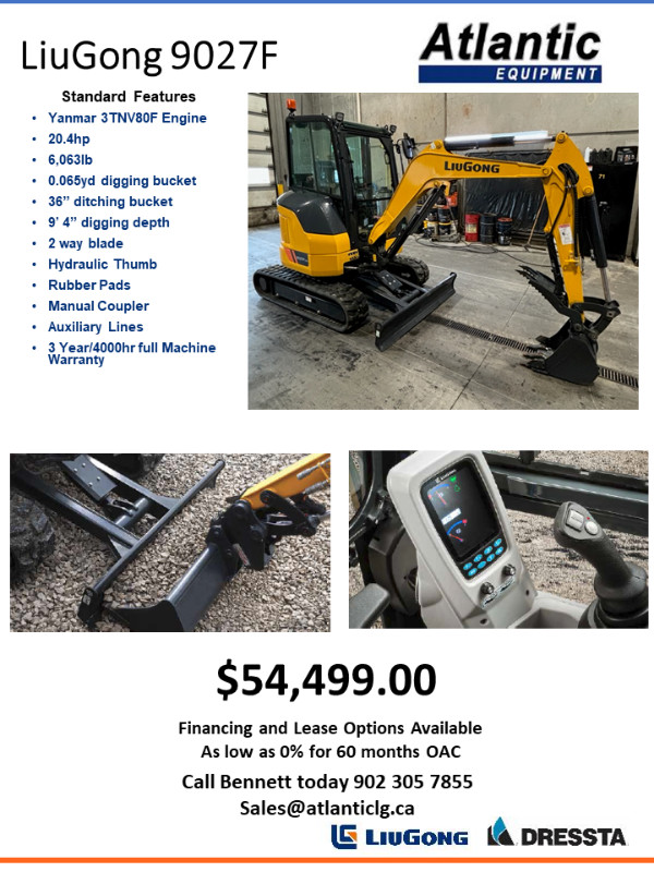 LiuGong 9027F Mini Excavator 0% for 60 months in Heavy Equipment in City of Halifax - Image 2