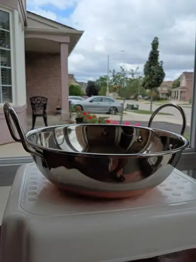 9" Kadhai Pan Stainless Steel Top Copper Bottom food cookware, View more