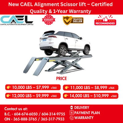New CAEL Alignment Scissor lift Certified &Warranty & Finance $7,999 Upgrade your workshop with CAEL...