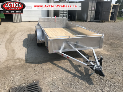 ACTION SERIES 6 X 12 ALL ALUMINUM UTILITY TRAILER WITH SOLID ALUMINUM SIDES AND TOP TIE DOWN RAIL (...