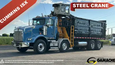 Heavy truck / Camion lourd - # STOCK: C-36694 2017 KENWORTH T800 CAMION GRUE AVEC GRAPPIN À MATÉRIAU...