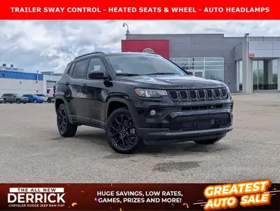 The 2026 Jeep Compass North in Diamond Black Crystal Pearl with a Black interior combines bold style...
