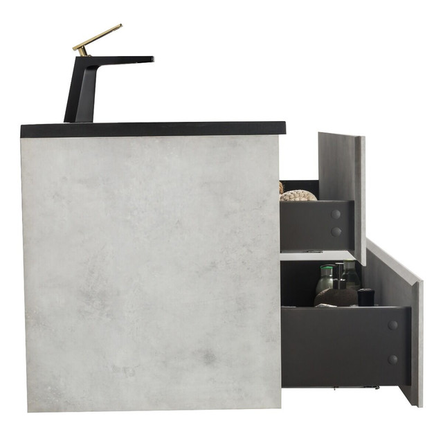 30" Grey Wall Mount Bathroom Vanity w/ Quartz countertop dans Armoires et revêtements de comptoir  à Ouest de l’Île - Image 4