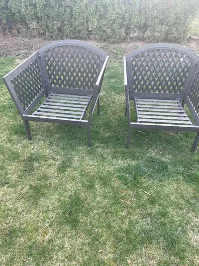 TWO BULKY OUTDOOR PATIO LAWN LOUNGE CHAIRS - NO CUSHIONS, View more