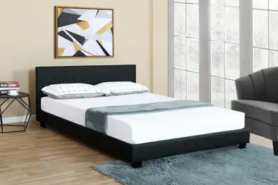 NEW BONDED LEATHER DELUXE BED FRAME & HEADBOARD KING TWIN 1864, View more