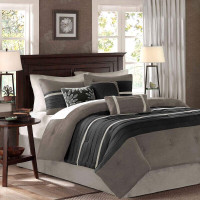 Madison Park Palmer 7 Piece Comforter Set, King, Black/Grey(MP10