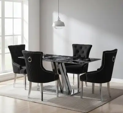 Dining Table Sets Silver Base And Marble Top, View more