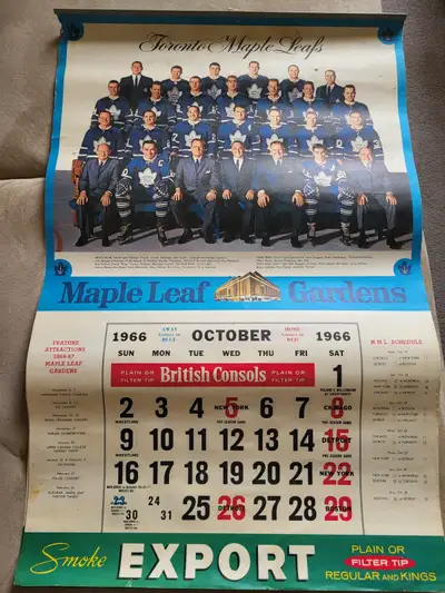1966 / 1968 TORONTO MAPLE LEAFS CALENDERS, View more