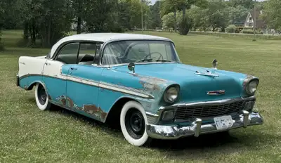 1956 Chevy BelAir, 4 door very, rare No Post Classic! Awesome patina! “Blue Flame” In-line 6cyl engi...