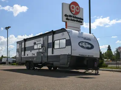 The 2026 Cherokee Grey Wolf 26DBH is a family-friendly travel trailer with a bunkhouse layout and a...