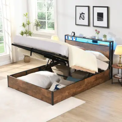 BRAND NEW - KEIKI Full Lift up Storage Bed Frame with Headboard, View more