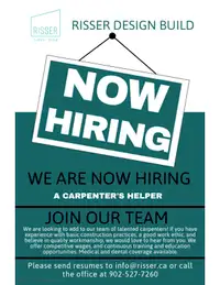 Carpenter's Helper Wanted