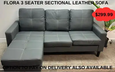 BRAND NEW FLORA 3 SEATER LEATHER SOFA(OPTION TO PAY ON DELIVERY), View more