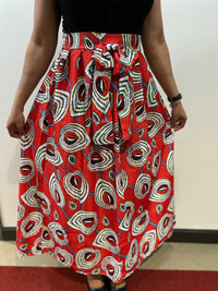 African Long Skirt, high waist freefall with a bow