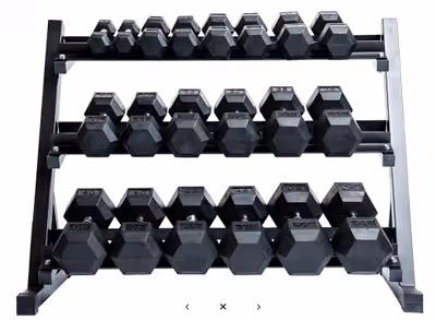 NEW 5-50 LB RUBBER HEX DUMBBELL WEIGHT SET & STAND 7225021 SALE $859.95 Headline: Unleash Your Inner...