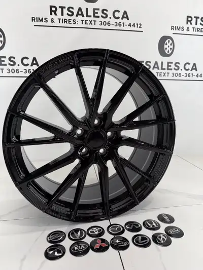 Set of 4 NEW 20 inch Ruffino Central Rims Gloss Black *logo caps included* FITS: Hyundai, Honda, Mit...