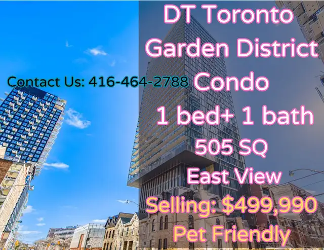 DT Toronto Garden District Condo 1bed 1bath under $500k! Image# 1