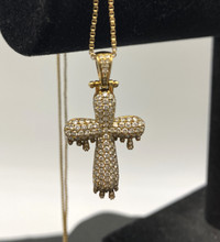 10KT Yellow Gold Diamond Cross Pendant w Appraisal $1,900