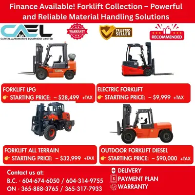 Finance!New CAEL Forklift Electric / Diesel/ propane different capacity CERTFIED & WARRANTY Explore...