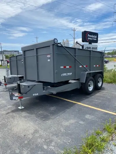 7X12 OR 6X12 12,000 GVWR 44" DEBRIS DUMP TRAILER, RAMPS, FLY SPRING TARP, GRAY OR BLACK HAMMER GUARD...