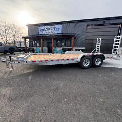 Grand River Trailer Sales cargo trailer Galvanized cargo trailer 18+2 FT Dovetail 7TON Equipment Flo...