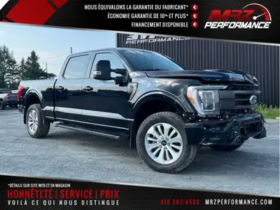 VÉHICULE ENDOMMAGÉ -- Ford F150 LARIAT FX4 Noir Crew Cab 502A Boite 6.5' V6 3.5l EcoBoost 2023 - Vis...