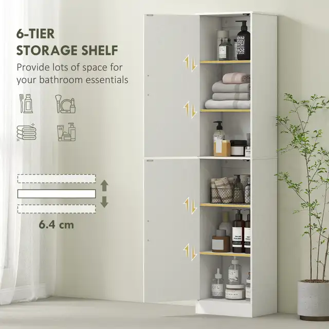 Tall Bathroom Cabinet, Slim Bathroom Floor Cabinet w/ 2 Doors an in Home Décor & Accents in City of Toronto - Image 4