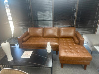 Cognac Brown PU Leather Sofa