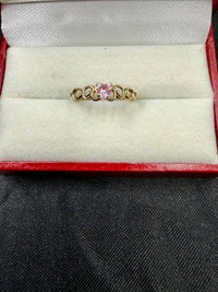 Women's 10K Gold Ring with Pink Topaz~Size 8 Hamilton Ontario Preview