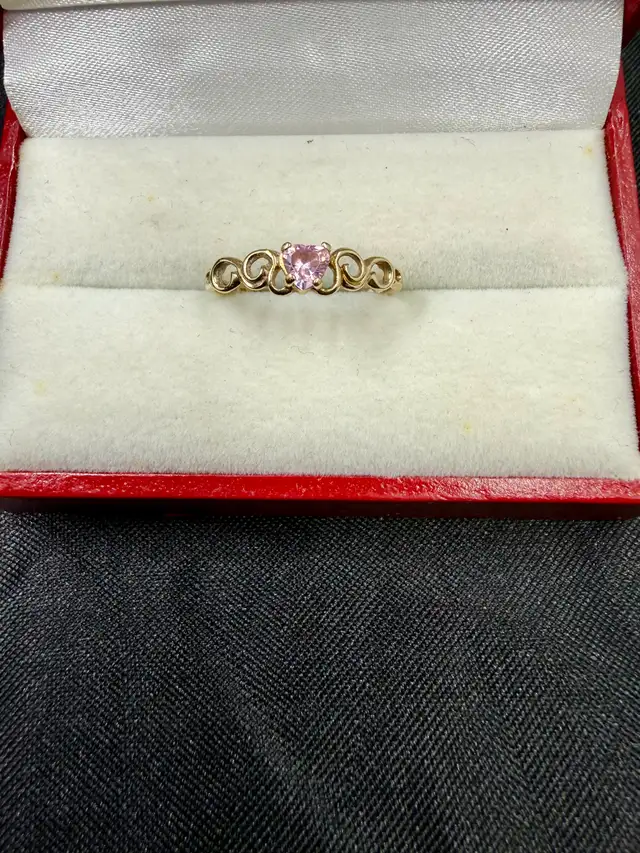 Women's 10K Gold Ring with Pink Topaz~Size 8 in Jewellery & Watches in Hamilton - Image 2