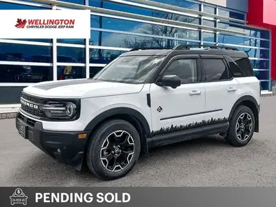 Clean CarFax Report! Very Low Kilometers! Oxford White 2025 Ford Bronco Sport Outer Banks 4X4, 8-Spe...