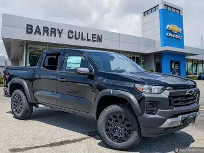 The 2025 Chevrolet Colorado 4WD Trail Boss in striking black, combined with its robust 44 drivetrain...